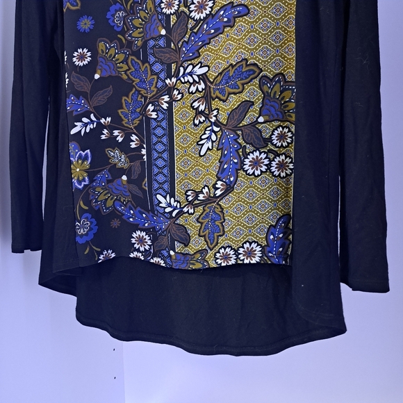 Spense | Floral blouse yellow, blue & black / long sleeve women's top - Picture 5 of 13